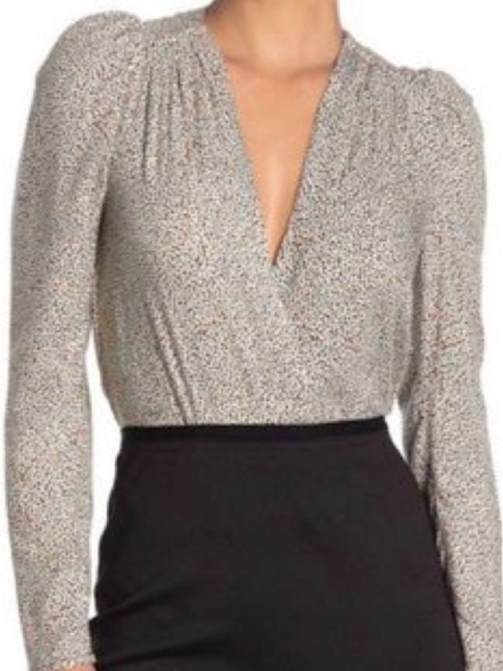 AFRM Fanny Bodysuit Leopard Animal Print Surplice Long Sleeve Snap Gusset XS